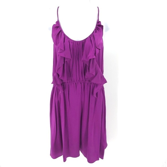NEW Rebecca Taylor 100% Silk Ruffle Dress Fairy Purple Size 6 - Picture 1 of 10